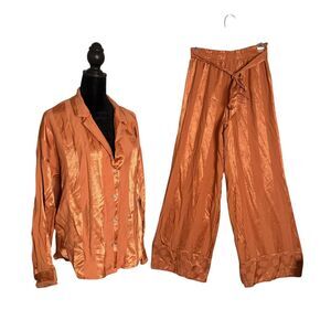 Victoria's Secret Pajama‎ Wide Leg Pants Set Striped Top M Pants XS Loungewear